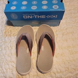 Skechers Gray and Red GoWalk Flip Flops